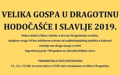 Marijansko svetište u Dragotinu – obilježavanje blagdana Velike Gospe 2019.