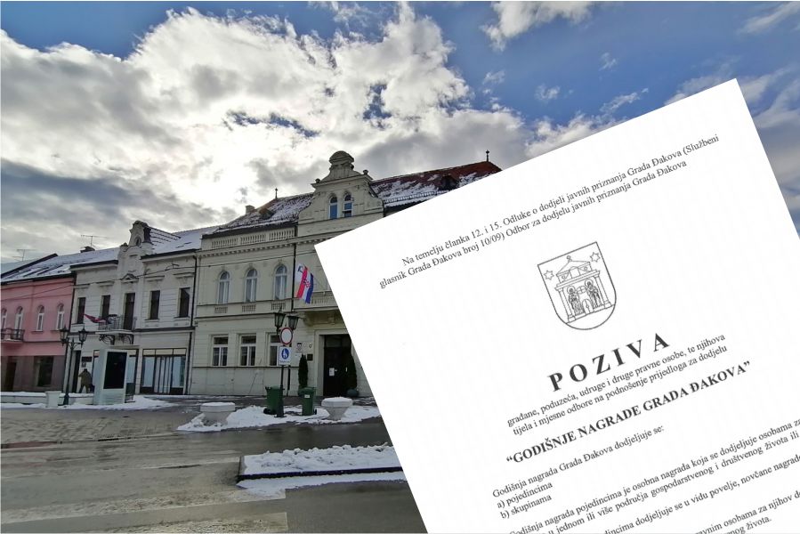 Grad pozvao na podnošenje prijedloga za dodjelu Godišnje nagrade Grada Đakova i Povelje zahvalnosti