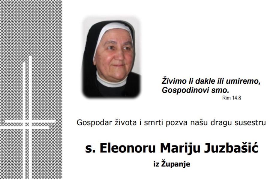 Preminula sestra Eleonora Marija Juzbašić