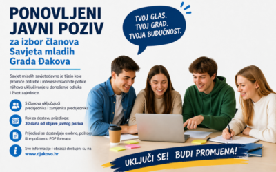 Gradsko vijeće objavilo ponovljeni Javni poziv za Savjet mladih Grada Đakova
