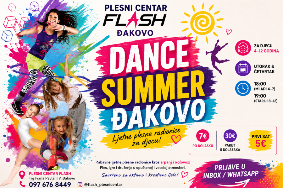 Dance Summer Đakovo: Ljetne plesne radionice za djecu u organizaciji Plesnog centra Flash