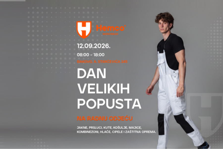DAN VELIKIH POPUSTA U HEMCU: Radna odjeća i obuća do 70 % jeftiniji!