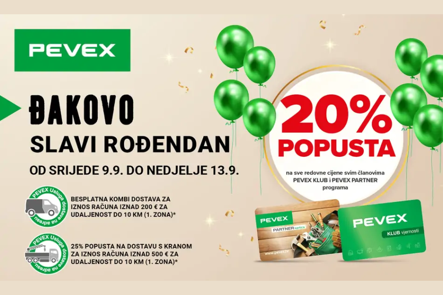 PEVEX slavi rođendan: Veliki popusti i posebne pogodnosti u Đakovu